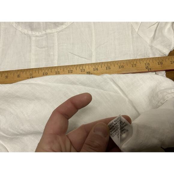 FLAX Womens Sz Small Short Sleeve White Linen Tunic Top -FLAW- - Picture 8 of 10